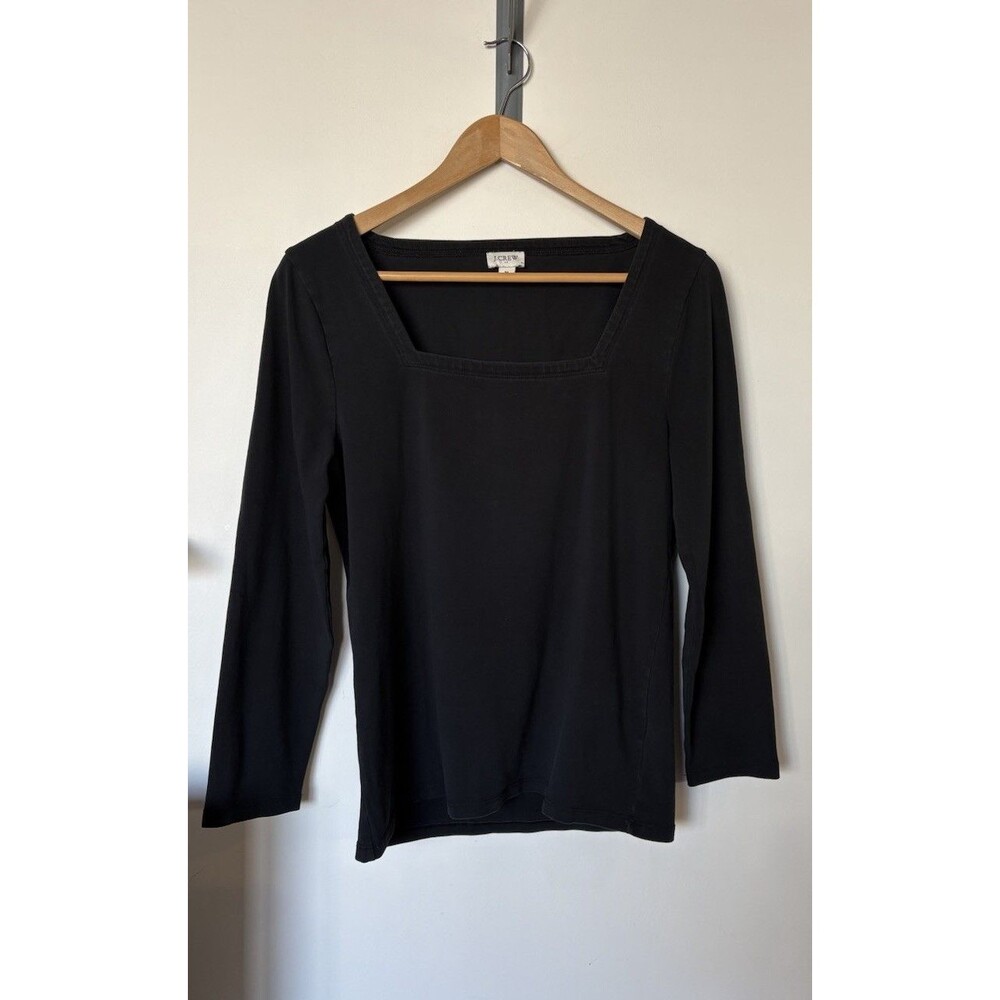 J Crew Black Square Neck Long Sleeve Shirt Size Medium
